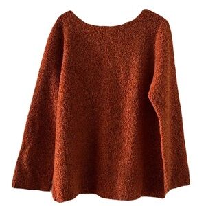 Josephine Chaus Scoop Neck Popcorn Knit Sweater XL Fuzzy Warm Autumn Orange